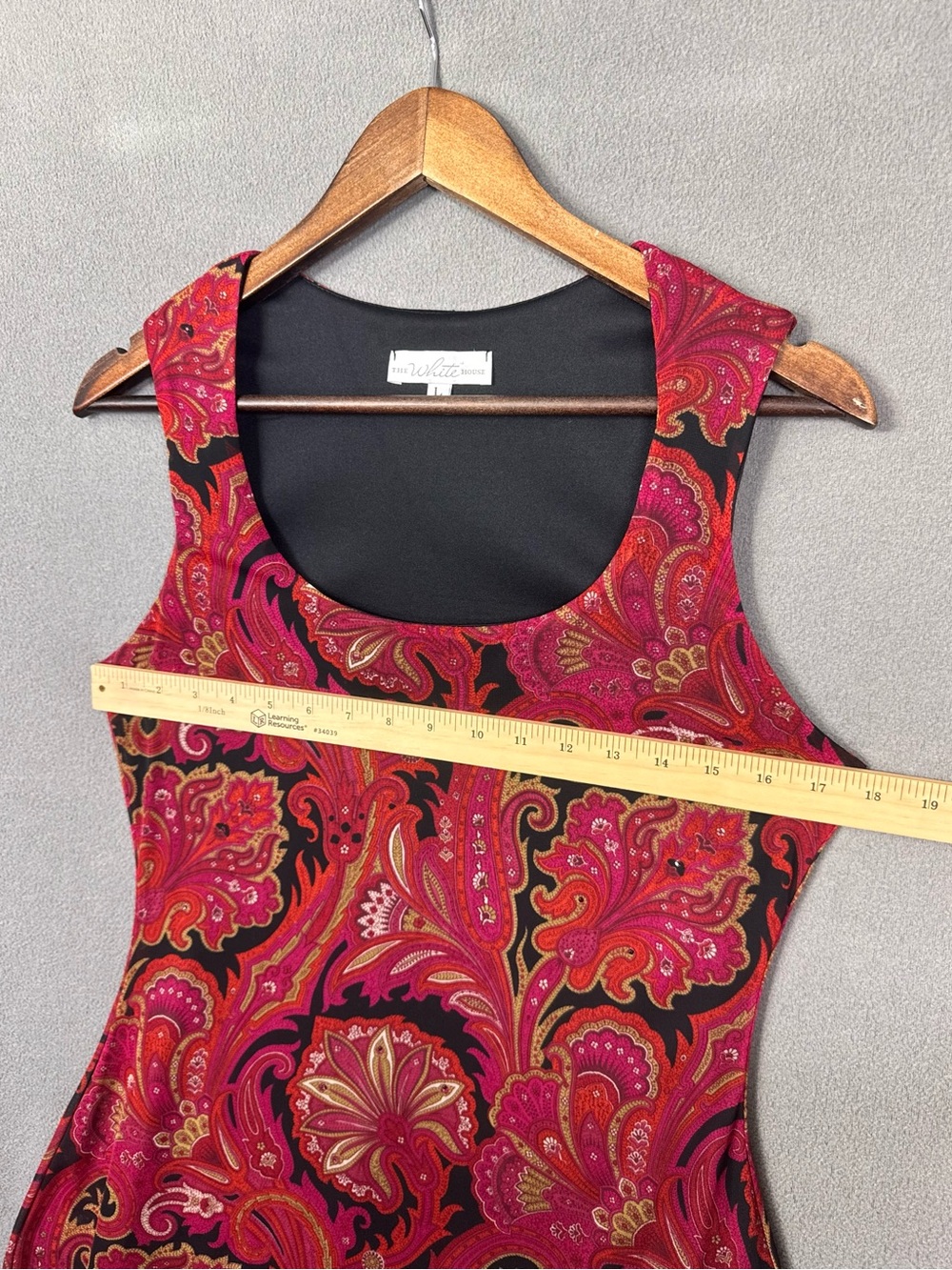 Vintage 90’s Bias Cut Sleeveless Paisley Sheath Dress in Red and Black, Large - Picture 12 of 15